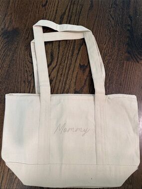 Mommy Canvas Tote Bag in Natural